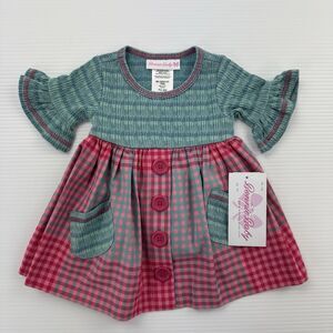 Bonnie Baby Infant Dress Set 0-3M Pink Gingham Smocked Top Bloomer NWT